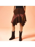 韓國PRENDA -  GRADIENT RAWCUT SKIRT BROWN